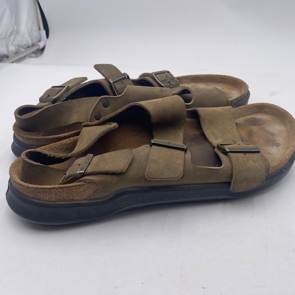 Birkenstock Milano CT Sandals Men 12 EU 45 Khaki Brown Oiled Leather Rugged Sole - Picture 9 of 15